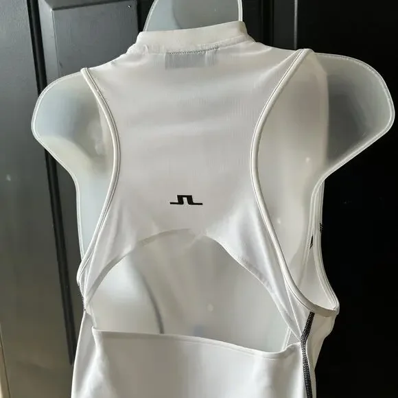 J.Lindeberg White Zane Golf Dress Women's Size Large White Mesh Racerback Sporty - Picture 10 of 13
